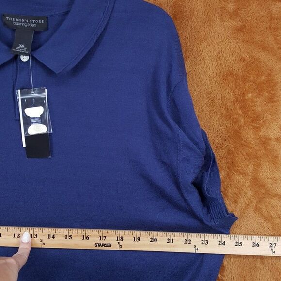 BLOOMINGDALES Polo Shirt Mens XXL Blue Pullover Short Sleeve Knit 100% Cotton - Picture 4 of 6